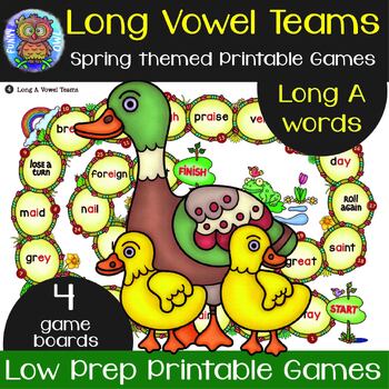 Long A Words | Spring Themed No Prep Printable Games by Funny Owl