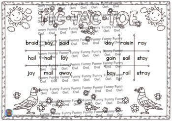 Long A Words | Spring Themed No Prep Printable Games | Freebie by Funny Owl