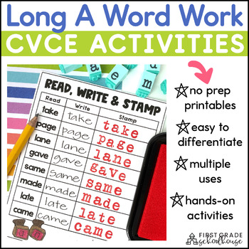 Preview of Long A Worksheets and Activities - Long A Silent E Worksheets