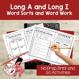 Long A and Long I Word Sorts and Word Work Activities: Pri