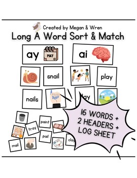 Preview of Long a vowel teams AI AY: Word-Picture Match and Sort