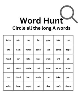 Preview of Long A word Hunt