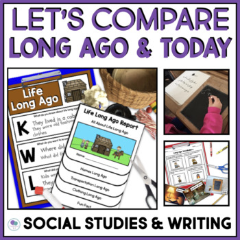Preview of Long Ago And Today Thematic Unit | 100th Day Of School | Then And Now
