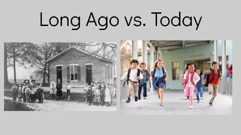 Preview of Long Ago & Today / Then & Now / Past & Present Social Studies Realistic Slides