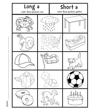Preview of [Coloring] Long And Short Vowels Packet #1