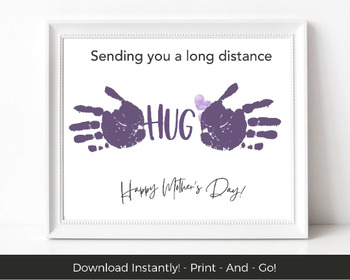 Long Distance Hug Handprint Art - Printable Mothers Day Handprint Craft ...