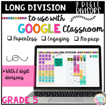 Preview of Long Division 2 DIGIT DIVISORS with Grid Graphic Organizer Digital Math Centers