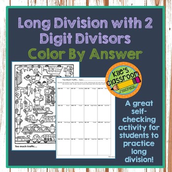 long division 2 digit divisors color by number practice worksheet