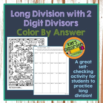 Preview of Long Division -2 Digit Divisors- Color by Number - Practice Worksheet
