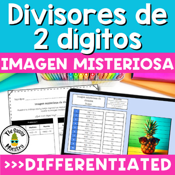 Preview of Long Division 2 Digit Divisors Digital Mystery Pictures Differentiated Spanish