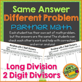 Preview of Long Division With 2 Digit Divisors Partner Activity Practice