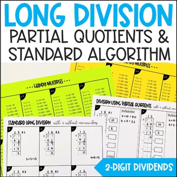 Long Division 2-Digit Partial Quotients Standard Algorithm Worksheets ...
