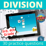 Long Division 2 digit by 1 digit Boom Cards Winter Theme