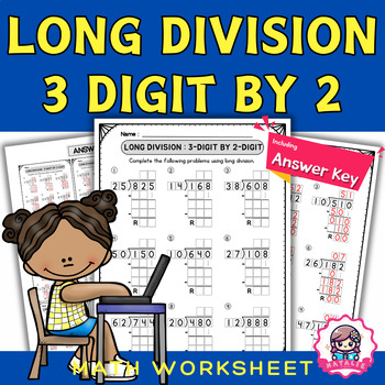 Preview of Long Division 3 Digit by 2 worksheets | Problem Solving | Number Sense | Math
