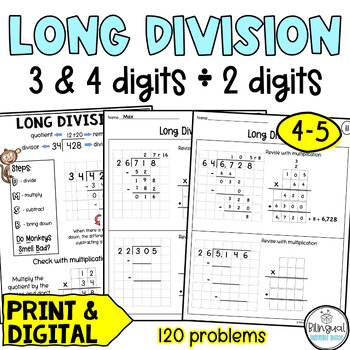 Preview of Long Division With 2 Digit Divisors Worksheets - Multiplication 