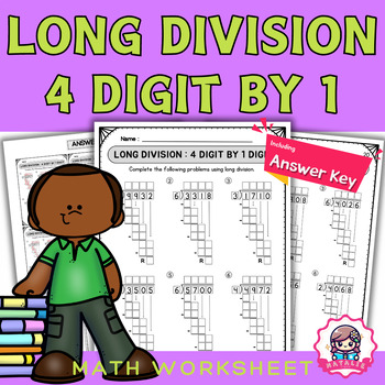 Preview of Long Division 4 Digit by 1 worksheets | Problem Solving | Number Sense | Math