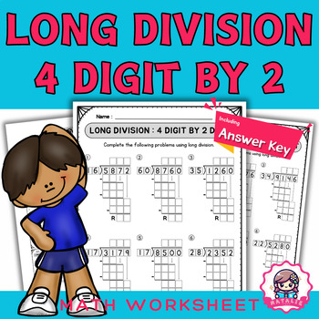 Preview of Long Division 4 Digit by 2 worksheets | Problem Solving | Number Sense | Math