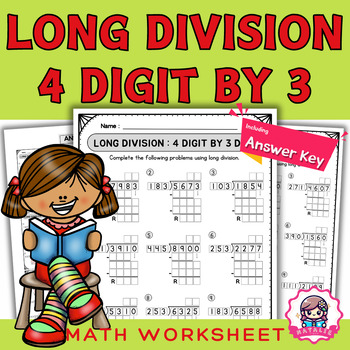 Preview of Long Division 4 Digit by 3 worksheets | Problem Solving | Number Sense | Math