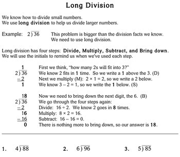 long division 4th grade individualized math