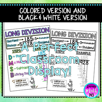 long division anchor chart poster by loving math 143 tpt