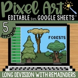 Long Division Arbor Day Tree Themed Pixel Art Math Practic