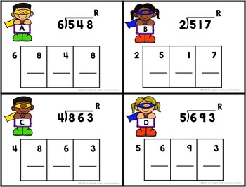 long division box method task cards with remainders tpt