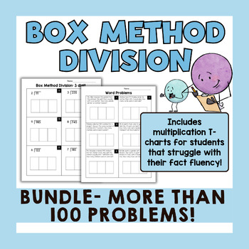 Preview of Long Division Box Method Word Problem Bundle: With and Without Remainders