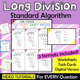 Long Division Color Coded Guided Worksheets with templates