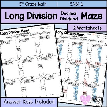 long division decimal dividend maze practice by math with ms yi tpt