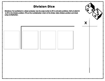 Preview of Long Division Dice Station