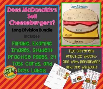 Preview of Long Division - Does McDonalds Sell Cheese Burgers? Math Notebook and Activities