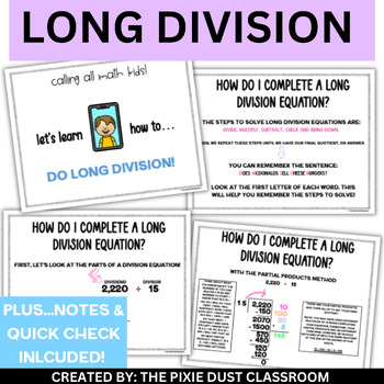 Preview of Long Division Fifth Grade Math Practice Partial Quotients Long Division Center