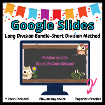 Preview of Long Division GOOGLE SLIDES Task Cards Bundle- Short Division Method