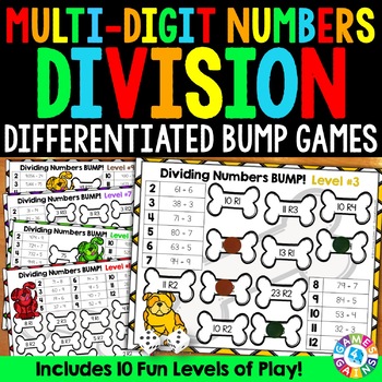 Preview of Long Division Practice Worksheet Games with Remainders 4th 5th Grade Math Review