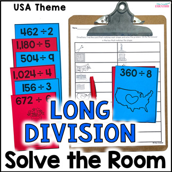 Preview of Long Division Games with 1 Digit Divisors - Solve the Room - USA Math