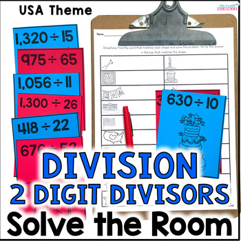 Preview of Long Division Games with 2 Digit Divisors Solve the Room - USA Math 5th Grade