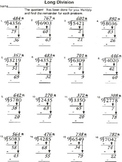 Long Division: Guided Practice (20 worksheets + (EASEL activity)