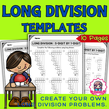Preview of Long Division Learning Template | Standard algorithm | Math practice
