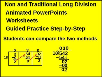 Preview of Non-Traditional Long Division Box Method (whole & dec) & Ws + Easel Actvity