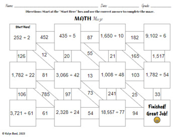 Preview of Long Division Math Maze