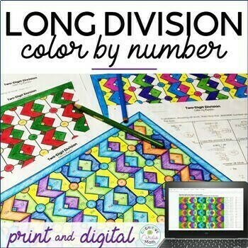 Preview of Long Division, No Remainders Color by Number Math Worksheets & Digital Resource