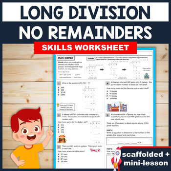 Preview of INTRO TO LONG DIVISION (No Remainders): Practice Worksheet (4.NBT.6)