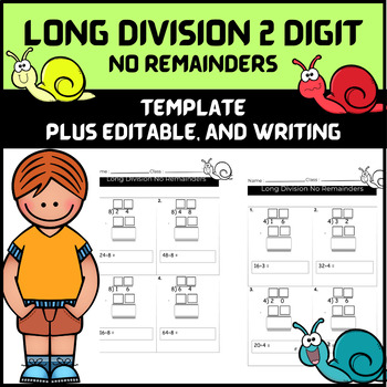 Preview of Long Division No RemaindersTemplate, PLUS Editable, and Writing