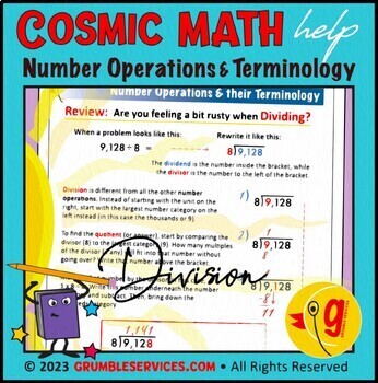 Preview of Number Operations & Terminology: Long Division Quotient • Standard Algorithm