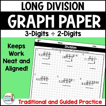 3 digit by 2 digit long division worksheets on graph paper tpt