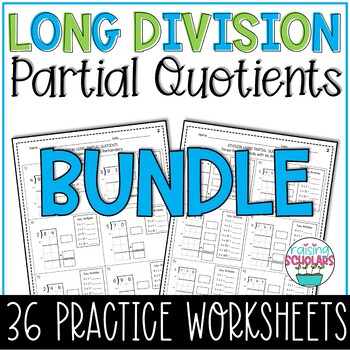 Preview of Long Division Partial Quotients Worksheets BUNDLE 4th Grade