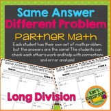 Long Division Partner Math Activity/Same Answer - Differen