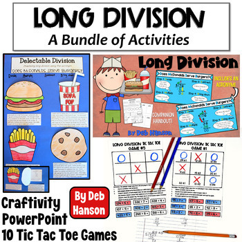 Preview of Long Division Practice Bundle: PowerPoint, Games, Craftivity