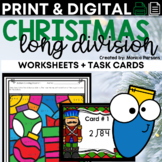 Long Division Practice | Christmas | Task Cards | Print an