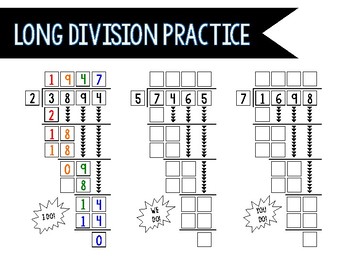 Preview of Long Division Practice Graphic Organizer